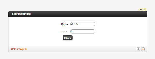 Kalkulator do granic funkcji jednej zmiennej
